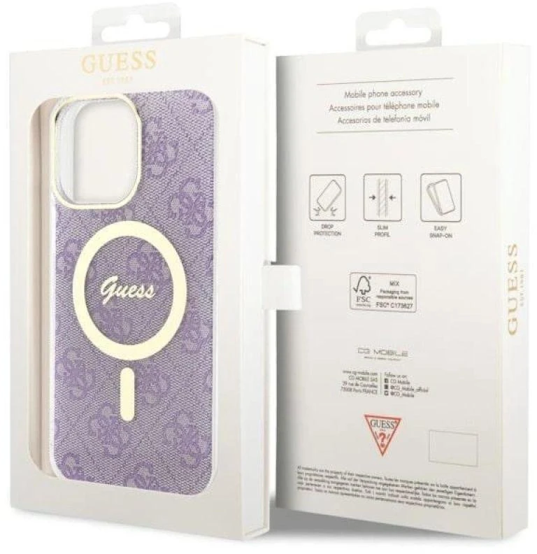 Guess GUHMP14XH4STU Apple iPhone 14 Pro Max 6.7″ violetinės spalvos kietas dėklas 4G MagSafe