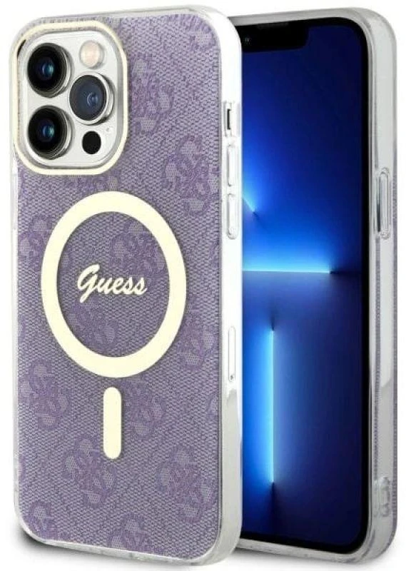Guess GUHMP14XH4STU Apple iPhone 14 Pro Max 6.7″ violetinės spalvos kietas dėklas 4G MagSafe