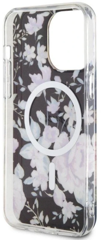 Guess GUHMP14XHCFWSK Apple iPhone 14 Pro Max 6.7″ juodos spalvos kietas dėklas Flower MagSafe