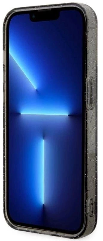 Guess GUHMP14XHCMCGK Apple iPhone 14 Pro Max 6.7″ juodos spalvos kietas dėklas Glitter Gold MagSafe