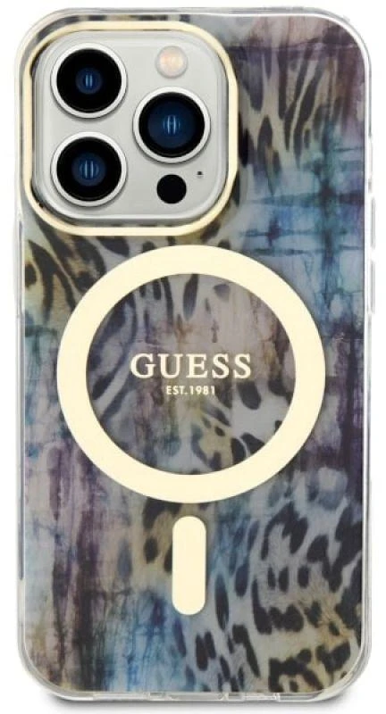 Dėklas GUESS GUHMP14XHLEOPWB IPHONE 14 PRO MAX 6.7 "Mėlynas/Mėlynas HARDCASE LEOPARD MAGSAFE
