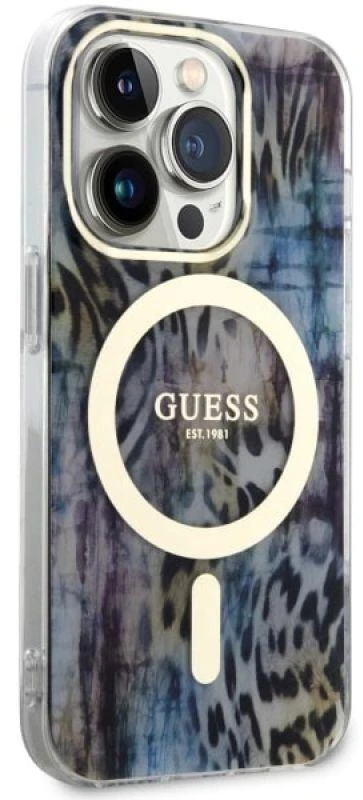 Dėklas GUESS GUHMP14XHLEOPWB IPHONE 14 PRO MAX 6.7 "Mėlynas/Mėlynas HARDCASE LEOPARD MAGSAFE