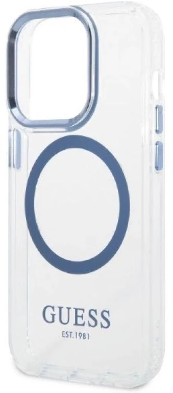 Guess GUHMP14XHTRMB Apple iPhone 14 Pro Max6.7″ mėlynas kietas dėklas Metal Outline Magsafe