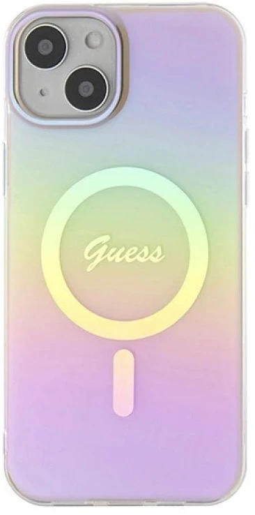 „Guess“ GUHMP15MHITSP „iPhone 15 Plus 6.7“ rausvas/rožinis kietas dėklas IML Iridescent MagSafe
