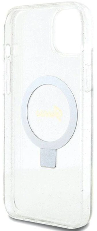 Dėklas GUESS GUHMP15MHRSGSD IPHONE 15 PLUS / 14 PLUS 6.7 "TRANSPARENT / TRANSPARENT HARDCASE RING STAND SCRIPT GLITTER MAGSAFE