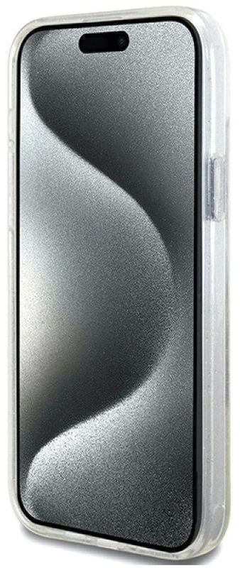 Dėklas GUESS GUHMP15MHRSGSD IPHONE 15 PLUS / 14 PLUS 6.7 "TRANSPARENT / TRANSPARENT HARDCASE RING STAND SCRIPT GLITTER MAGSAFE