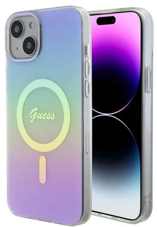 GUESS GUHMP15SHITSU IPHONE 15/14/13 6.1" VIOLETINIS / VIOLETINIS KIETAS DĖKLAS IML IRIDESCENT MAGSAFE