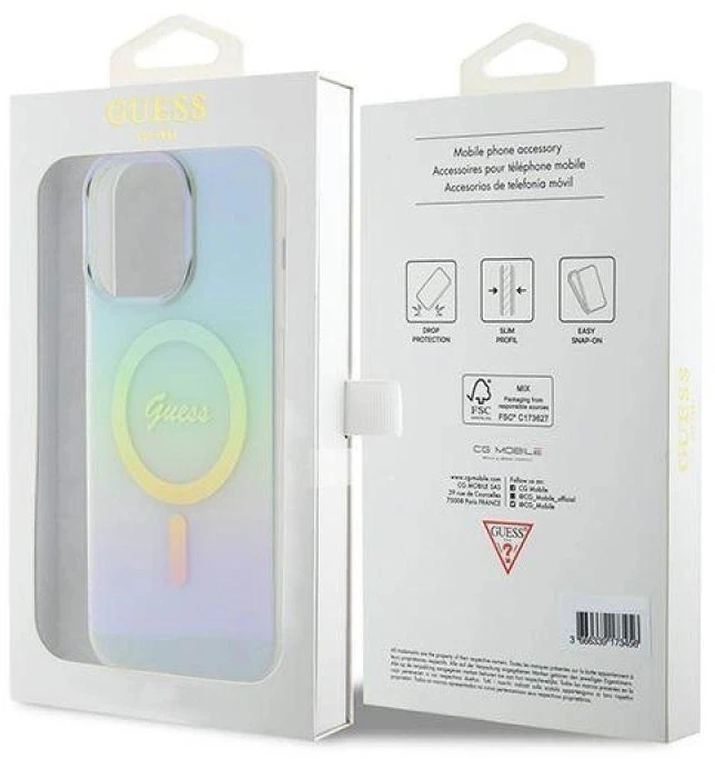 Dėklas GUESS GUHMP15XHITSQ IPHONE 15 PRO MAX TURQUOISE / TURQUOISE HARDCASE IML IRIDESCENT MAGSAFE