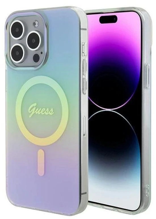 Dėklas GUESS GUHMP15XHITSQ IPHONE 15 PRO MAX TURQUOISE / TURQUOISE HARDCASE IML IRIDESCENT MAGSAFE