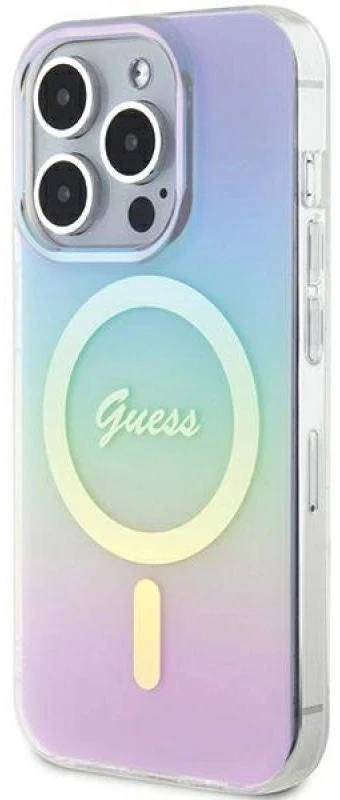 Guess GUHMP15XHITSU Apple iPhone 15 Pro Max 6.7″ violetinės spalvos kietas dėklas IML Iridescent MagSafe