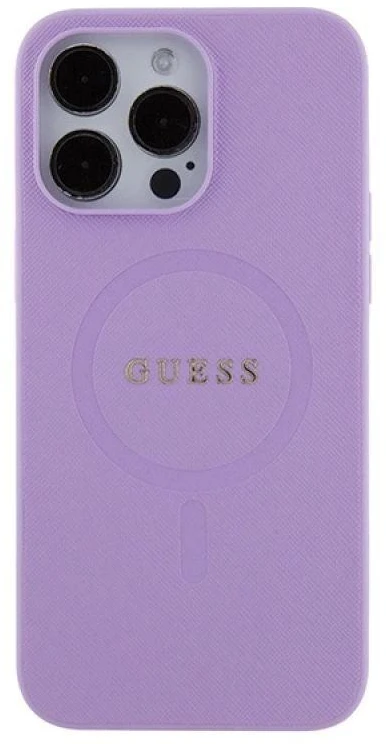 Dėklas GUESS GUHMP15XPSAHMCU IPHONE 15 PRO MAX 6.7 "PURPLE/PURPLE HARDCASE SAFFIANO MAGSAFE