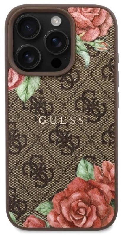 Guess GUHMP16LP4ROPEMCW Apple iPhone 16 Pro 6.3″ rudos spalvos kietas dėklas 4G Flowers Print MagSafe