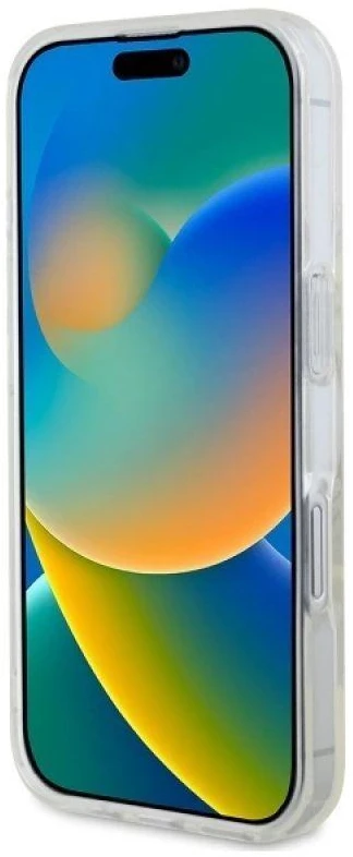 Guess GUHMP16MHFGERET Apple iPhone 16 Plus 6.7″ skaidrus kietas dėklas IML Glitter Circle