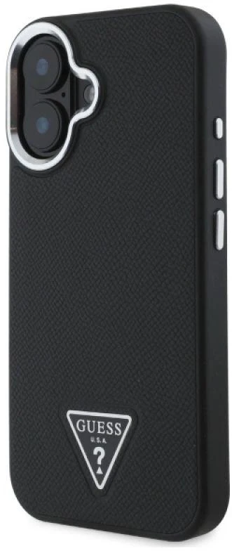 Guess GUHMP16MPGTSPSK Apple iPhone 16 Plus 6.7″ juodos spalvos kietas dėklas Grained Triangle MagSafe