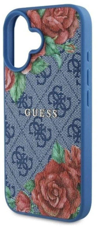 Guess GUHMP16SP4ROPEMCB Apple iPhone 16 6.1″ mėlynas kietas dėklas 4G Flowers Print MagSafe