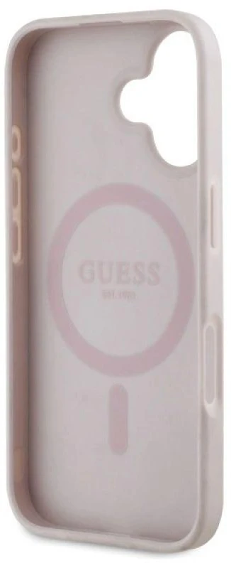 Guess GUHMP16SP4ROPEMCP Apple iPhone 16 6.1″ rožinės spalvos kietas dėklas 4G Flowers Print MagSafe