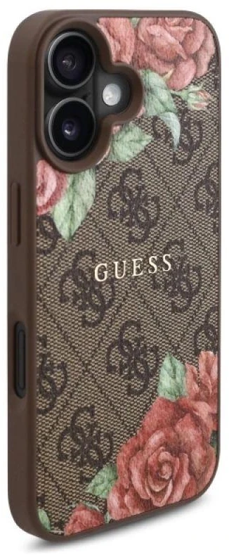 Guess GUHMP16SP4ROPEMCW Apple iPhone 16 6.1″ rudos spalvos kietas dėklas 4G Flowers Print MagSafe