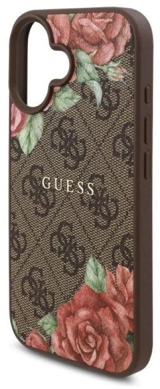 Guess GUHMP16SP4ROPEMCW Apple iPhone 16 6.1″ rudos spalvos kietas dėklas 4G Flowers Print MagSafe