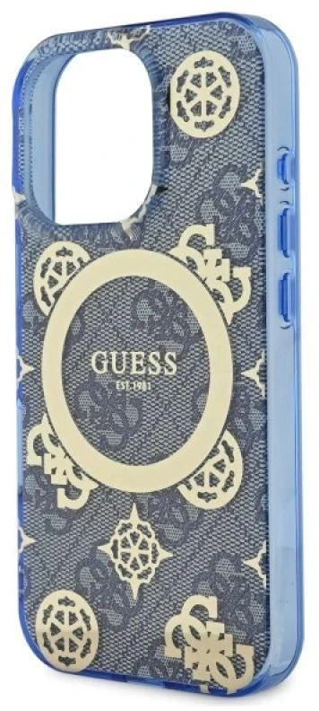 Guess GUHMP16XH4PYEEB Apple iPhone 16 Pro Max 6.9″ mėlynas kietas dėklas IML Peony On 4G Background Magsafe