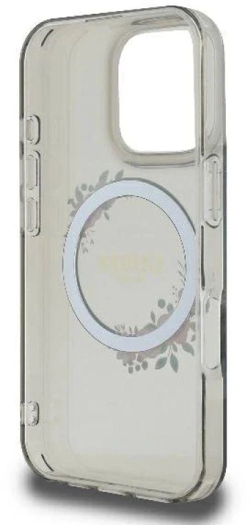 Guess GUHMP16XHFWFCK Apple iPhone 16 Pro Max 6.9″ juodos spalvos kietas dėklas IML Flowers Wreath MagSafe