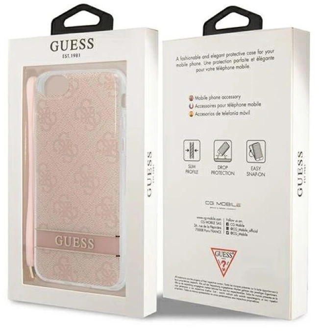Dėklas Guess GUOHCI8H4STP Apple iPhone SE 2022 / SE2020 / 7/ 8 rožinės spalvos hardcase 4G Print Strap