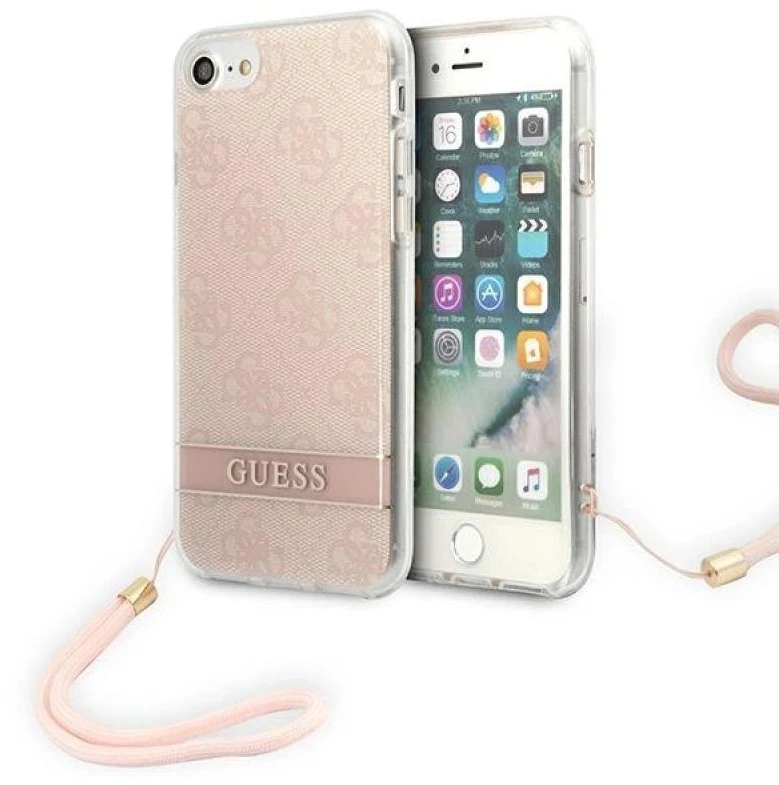 Dėklas Guess GUOHCI8H4STP Apple iPhone SE 2022 / SE2020 / 7/ 8 rožinės spalvos hardcase 4G Print Strap
