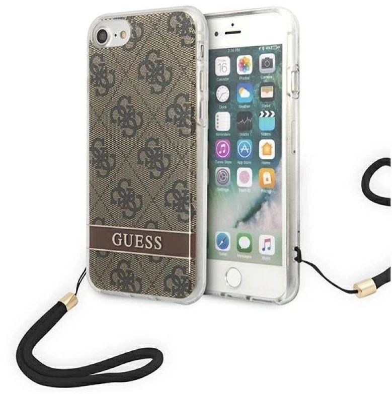 „Guess“ GUOHCI8H4STW „Apple iPhone SE 2022 / SE2020 / 7/8“ rudas kietas dėklas 4G spausdintas dirželis