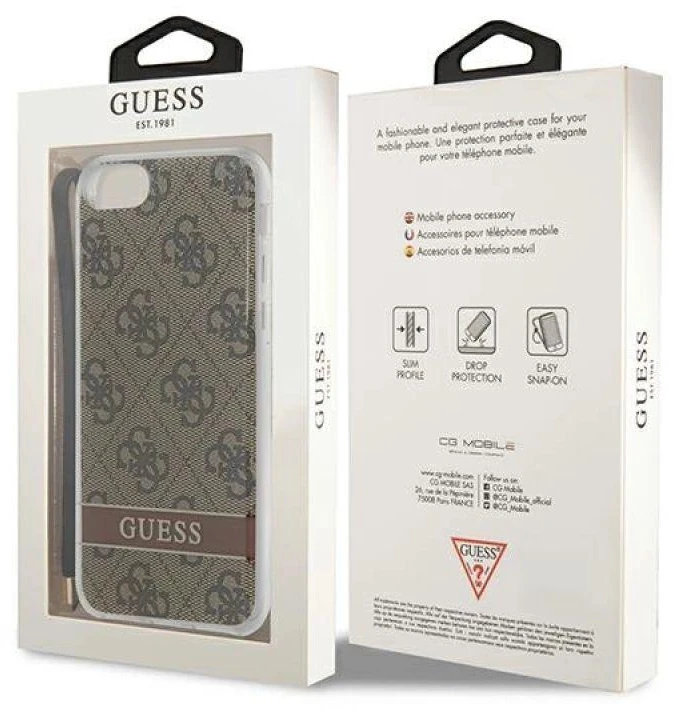 „Guess“ GUOHCI8H4STW „Apple iPhone SE 2022 / SE2020 / 7/8“ rudas kietas dėklas 4G spausdintas dirželis