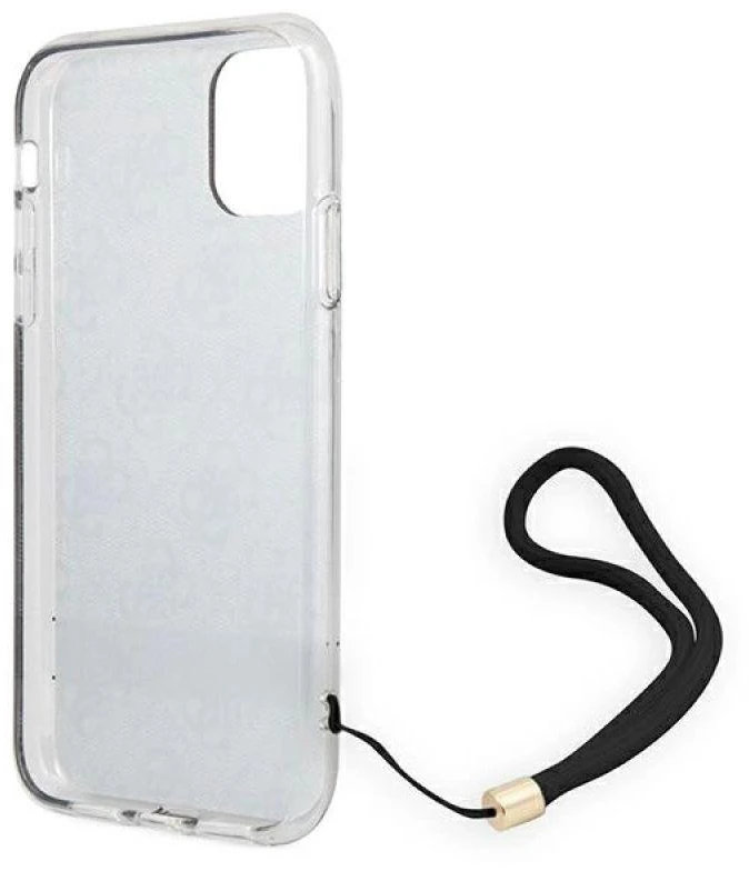 „Guess“ GUOHCN61H4STW „Apple iPhone 11“ rudas kietas dėklas 4G su spauda ir dirželiu.