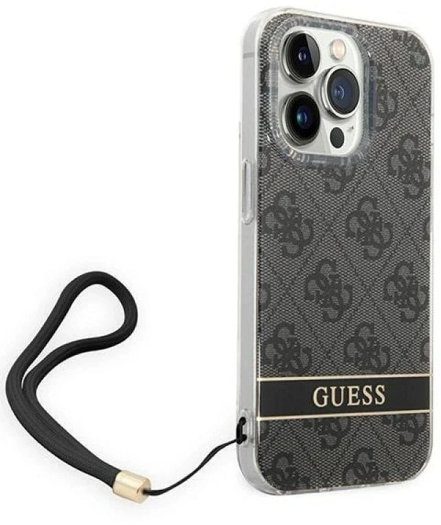 Dėklas Guess GUOHCP14LH4STK Apple iPhone 14 Pro 6,1″juodos spalvos hardcase 4G Print Strap