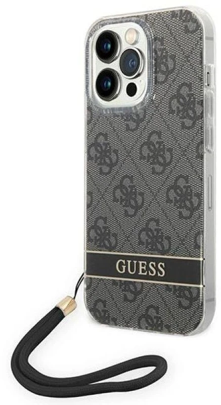 Dėklas Guess GUOHCP14LH4STK Apple iPhone 14 Pro 6,1″juodos spalvos hardcase 4G Print Strap