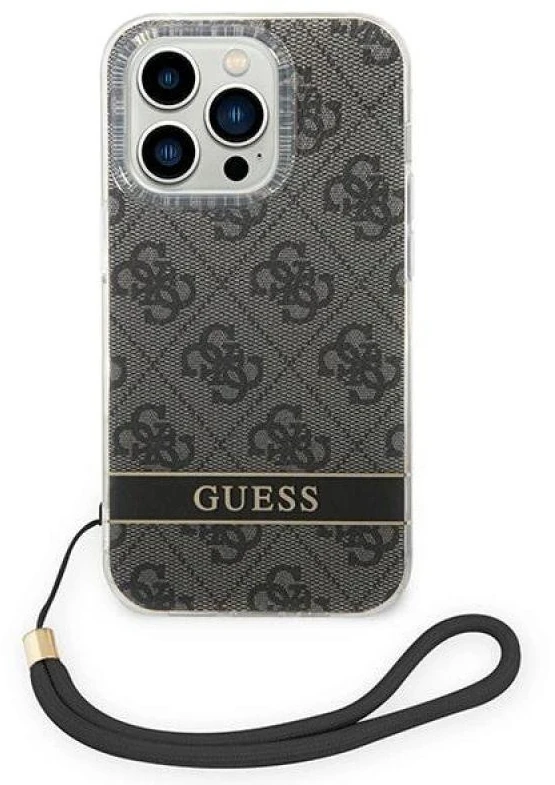 Dėklas Guess GUOHCP14LH4STK Apple iPhone 14 Pro 6,1″juodos spalvos hardcase 4G Print Strap