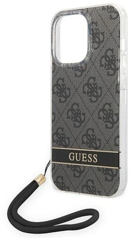 Dėklas Guess GUOHCP14LH4STK Apple iPhone 14 Pro 6,1″juodos spalvos hardcase 4G Print Strap