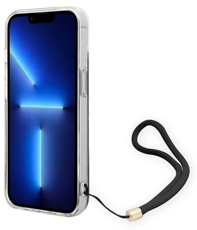 Dėklas Guess GUOHCP14MH4STK Apple iPhone 14 Plus / 15 Plus 6.7″ juodos spalvos hardcase 4G Print Strap