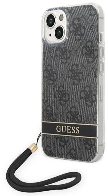 Dėklas Guess GUOHCP14MH4STK Apple iPhone 14 Plus / 15 Plus 6.7″ juodos spalvos hardcase 4G Print Strap