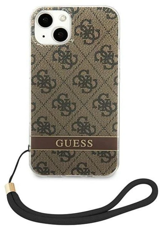 „Guess“ GUOHCP14MH4STW „Apple iPhone 14 Plus / 15 Plus 6.7“ rudas kietas dėklas 4G spausdinimo dirželis