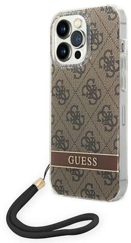 „Guess“ GUOHCP14XH4STW „Apple iPhone 14 Pro Max 6,7" ruda kietas dėklas 4G spausdinimo dirželis