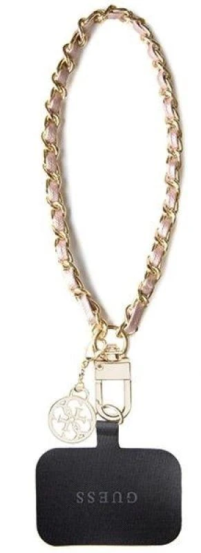 Guess GUOUCHSAMC4P Universal Hand Strap rožinės spalvos Saffiano Chain 4G Charm