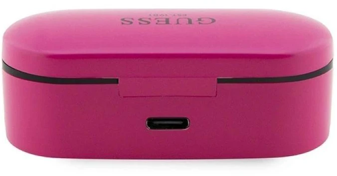 Guess GUTWST31EK TWS Bluetooth ausinės + magenta docking station