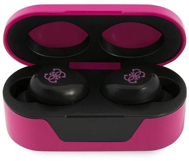 Guess GUTWST31EK TWS Bluetooth ausinės + magenta docking station