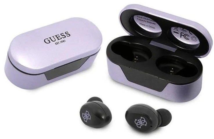 Guess GUTWST31EG TWS Bluetooth ausinės + docking station violetinės spalvos