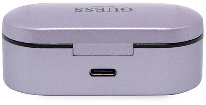 Guess GUTWST31EG TWS Bluetooth ausinės + docking station violetinės spalvos