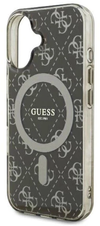 Guess GUHMP16SH4DTEW Apple iPhone 16 6.1″rudos spalvos kietas dėklas IML 4G Background MagSafe
