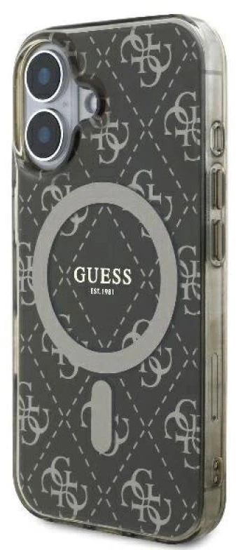 Guess GUHMP16SH4DTEW Apple iPhone 16 6.1″rudos spalvos kietas dėklas IML 4G Background MagSafe