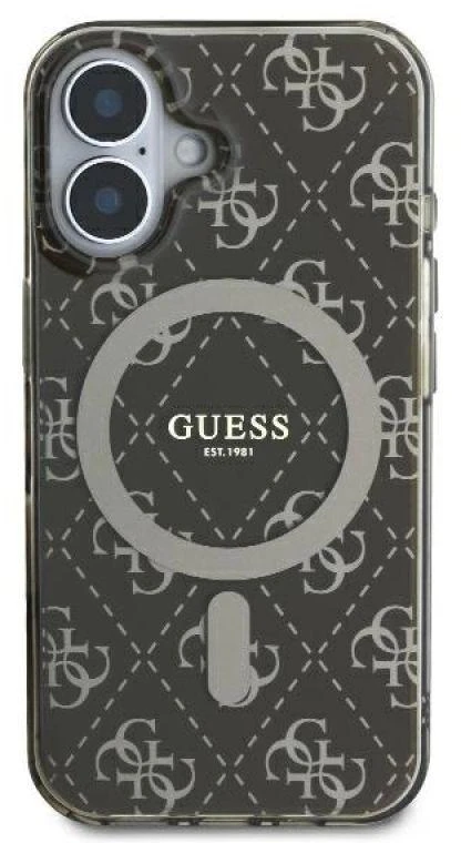 Guess GUHMP16SH4DTEW Apple iPhone 16 6.1″rudos spalvos kietas dėklas IML 4G Background MagSafe
