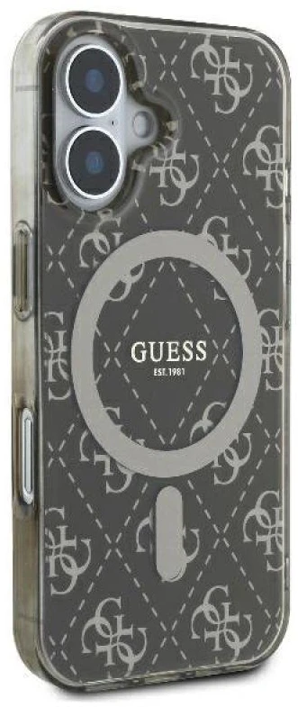 Guess GUHMP16SH4DTEW Apple iPhone 16 6.1″rudos spalvos kietas dėklas IML 4G Background MagSafe