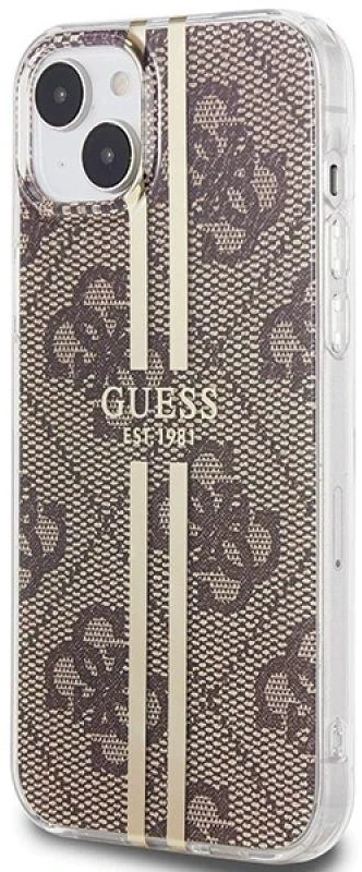 Guess GUHCP15MH4PSEGW Apple iPhone 15 Plus /14 Plus 6.7″ rudos spalvos kietas dėklas IML 4G Gold Stripe