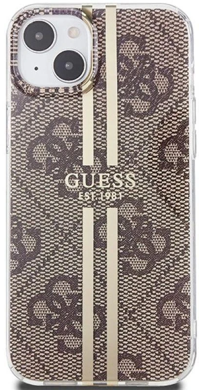 Guess GUHCP15MH4PSEGW Apple iPhone 15 Plus /14 Plus 6.7″ rudos spalvos kietas dėklas IML 4G Gold Stripe