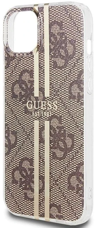 Guess GUHCP15MH4PSEGW Apple iPhone 15 Plus /14 Plus 6.7″ rudos spalvos kietas dėklas IML 4G Gold Stripe
