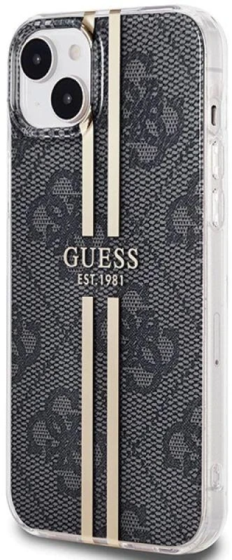 Guess GUHCP15MH4PSEGK Apple iPhone 15 Plus / 14 Plus 6.7″ juodos spalvos kietas dėklas IML 4G Gold Stripe